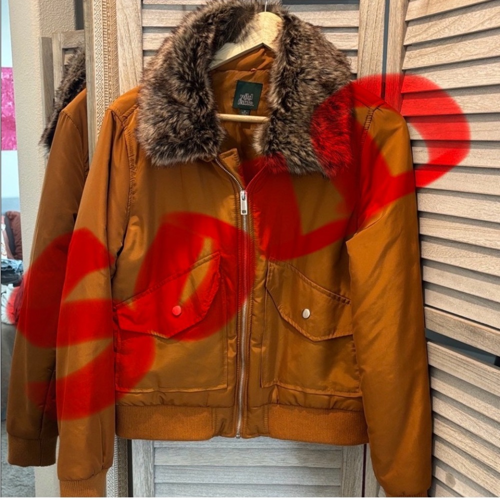 Wild Fable Tan Jacket with Faux Fur Trim